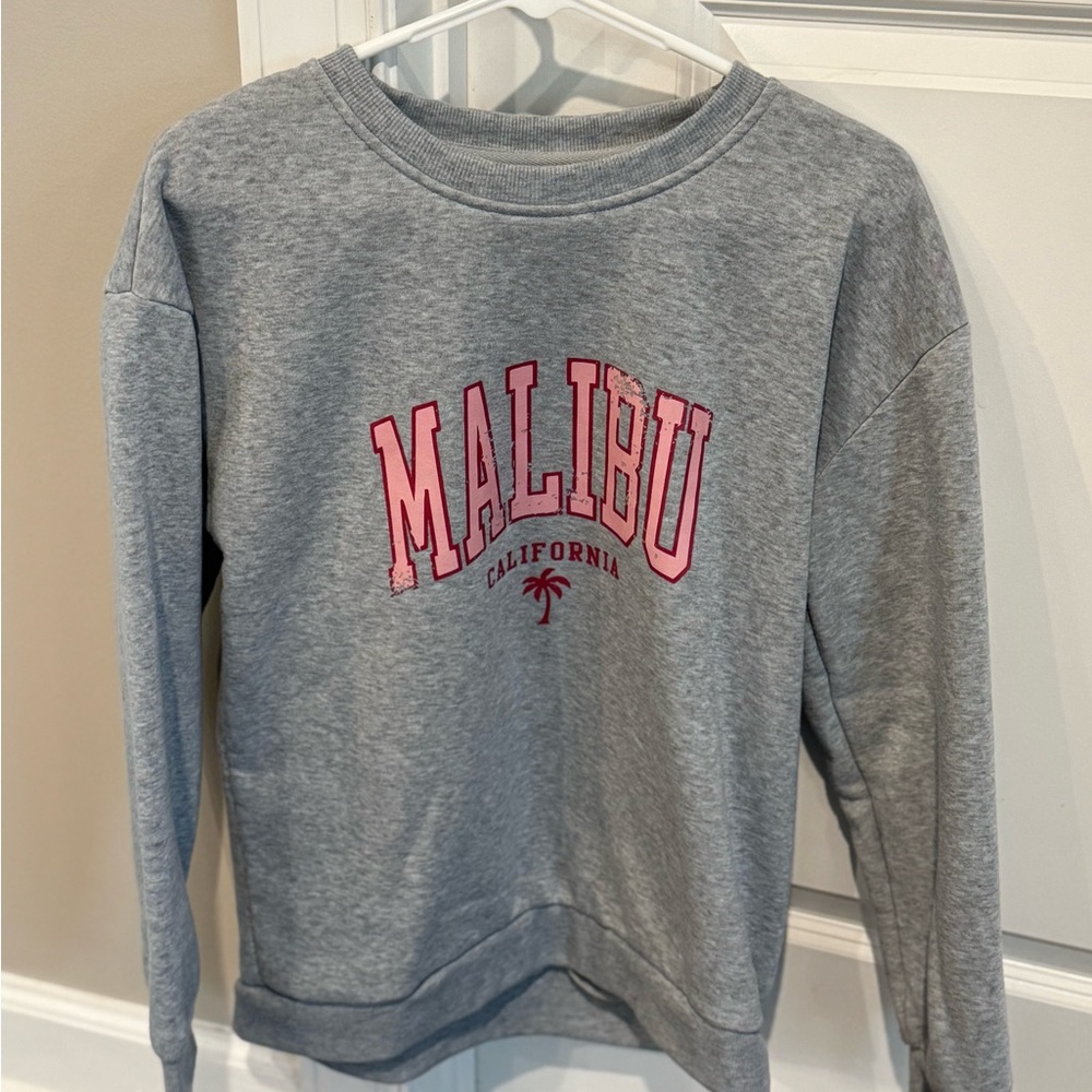 SHEIN BRAND, Gray Distressed Malibu California Sweatshirt, Women's Clothing-SM - Picture 10 of 10